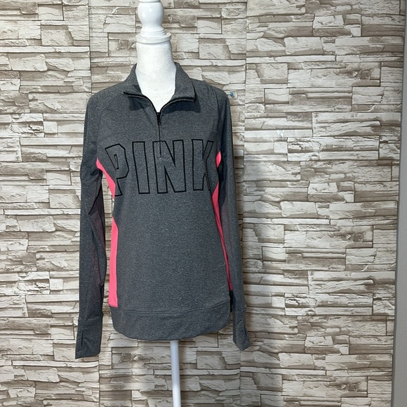 PINK Victoria Secret Quarter Zip Thumb Holes Medium Zip pullover - Picture 2 of 9